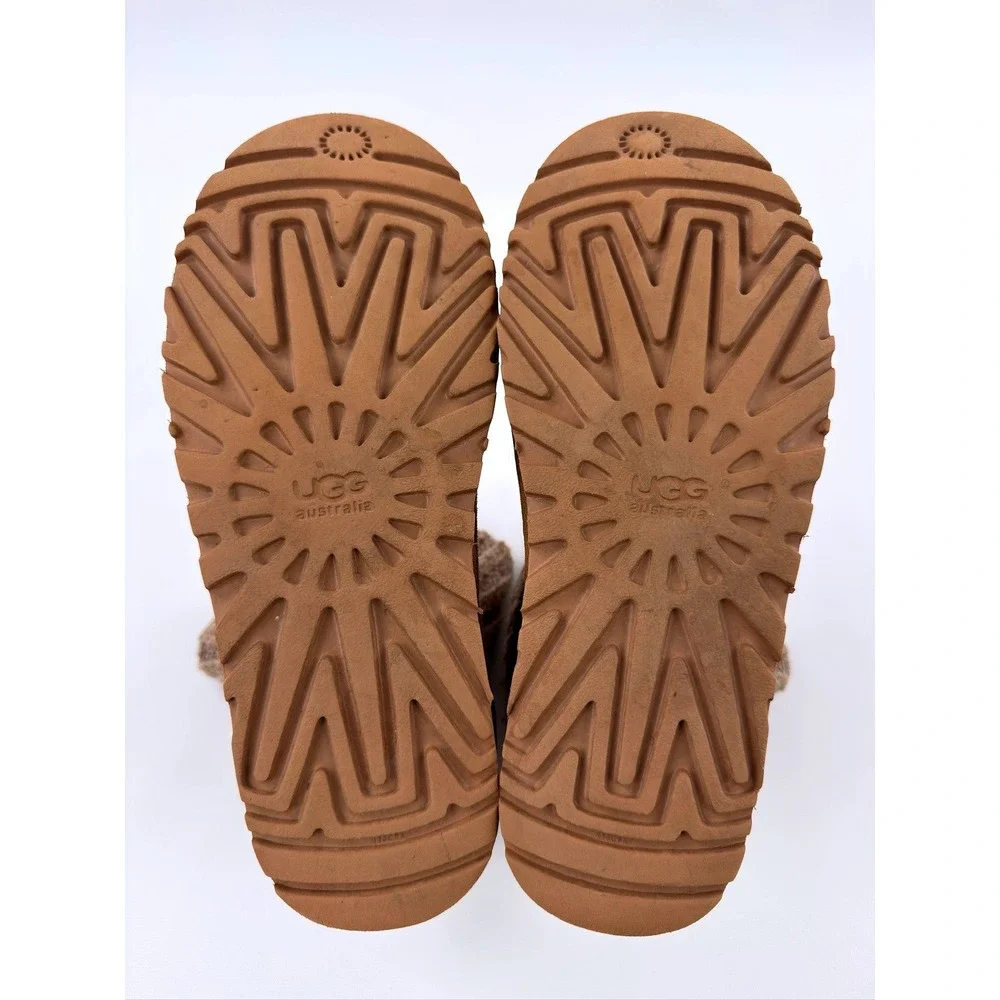 UGG Cambridge Sweater Boots Chestnut Brown Suede Knit Cuff Size 10